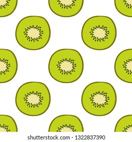 Vector tropical seamless pattern with kiwi sliced ??fruit. Trendy summer design for textile, poster, banner, print