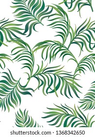 Vector tropical seamless pattern with palm leaves.Trendy textile print.Jungle pattern.