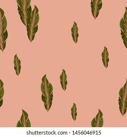 Vector tropical seamless pattern with palm leaves.
