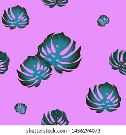 Vector tropical seamless pattern with palm leaves.