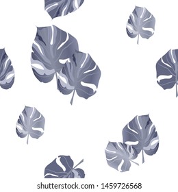 Vector tropical seamless pattern with palm leaves.