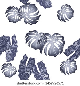 Vector tropical seamless pattern with palm leaves.