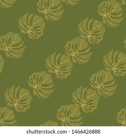 Vector tropical seamless pattern with palm leaves.