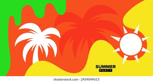 vector tropical summer party greeting card design template background illustration style