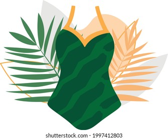 Vector Tropical Swimsuit Illustration Flat Design Stock Vector Royalty Free