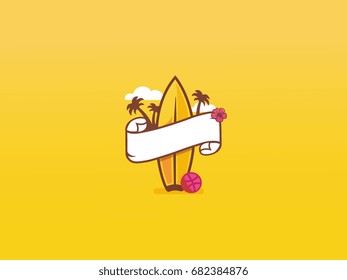 Vector tropical template mock up surf hawaiian style with palms illustration