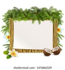 Vector Tropical Yellow Bamboo Frame isolated on white background