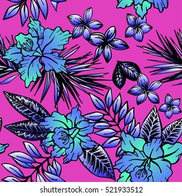vector tropicana floral pattern. Seamless funky rough floral design. for young fashion.