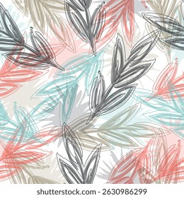 Vector tropics illustration for swimwear design, wallpaper, textile  Abstract intricate flower design.