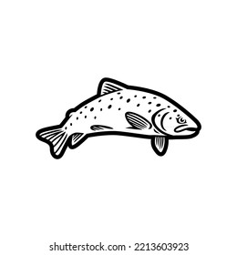 Vector de truchas en monocromo estilo. Uso para el logotipo de la comunidad pesquera y para la ilustración y la impresión
