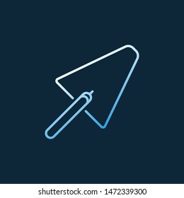 Vector trowel concept blue outline icon or symbol on dark background