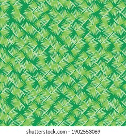 La textura de la hierba geométrica de la trocha vectorial es un fondo de patrón sin fisuras. Fondo verde monocromo con elementos de césped al azar. Formas dibujadas a mano. textura moderna en todo el espacio impreso para el jardín, verano