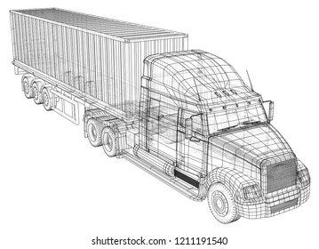 Vector truck. Abstract drawing. Wire-frame. EPS10 format. Vector created of 3d