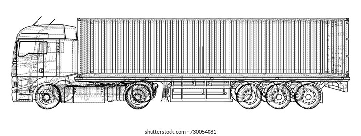 Vector truck. Abstract drawing. Wire-frame. EPS10 format. Vector created of 3d