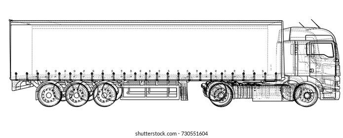 Vector truck. Abstract drawing. Wire-frame. EPS10 format. Vector created of 3d
