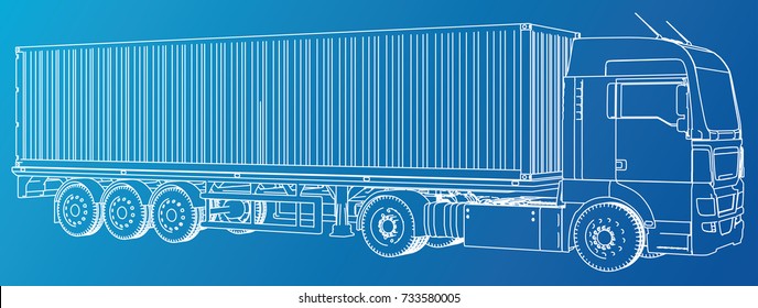 Vector truck. Abstract drawing. Wire-frame. EPS10 format. Vector created of 3d