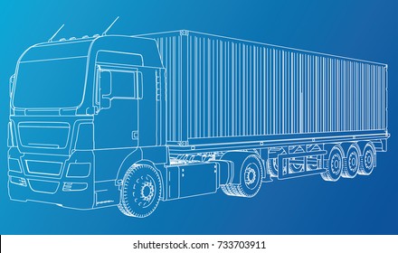 Vector Truck. Abstract Drawing. Wire-frame. EPS10 Format. Vector Created Of 3d