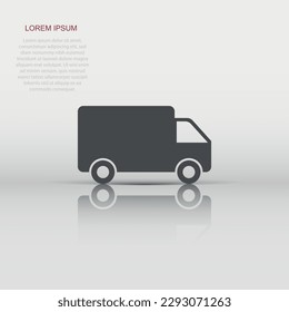 Vector truck, car icon in flat style. Fast delivery service shipping sign illustration pictogram. Car van business concept.