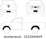 Vector truck hilux line art from views side back front