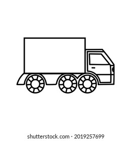 vector truck icon, linear drawing, isolated on a white background