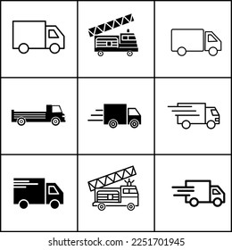 conjunto de iconos del camión vector. Icono de camión de entrega ilustración de fondo blanco..eps
