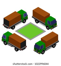 Vector truck isometric under different viewing angle.