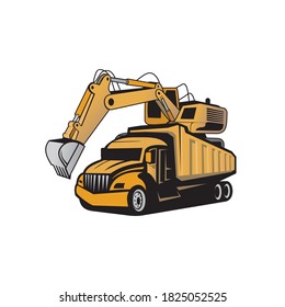 Vector del formato de pasos de diseño de excavadoras de carga de camiones, adecuado para sus necesidades de diseño, logotipo, ilustración, animación, etc.