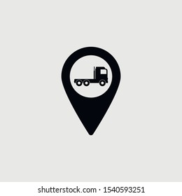 Vector truck in location pin Icon - Vector