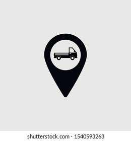 Vector truck in location pin Icon - Vector