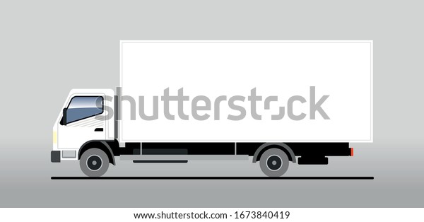 Vector Truck Lorry Side View White Stock Vector (Royalty Free) 1673840419