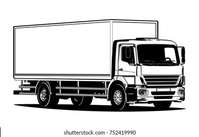 Vector Truck Outline Template Isolated On White. Available EPS-8 Separated By Groups And Layers For Easy Edit.