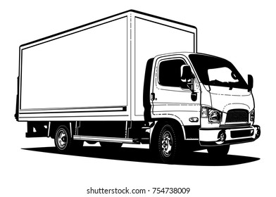 Vector truck outline template isolated on white. Available EPS-8 separated by groups and layers for easy edit.