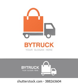 Vector truck and shopping bag logo concept