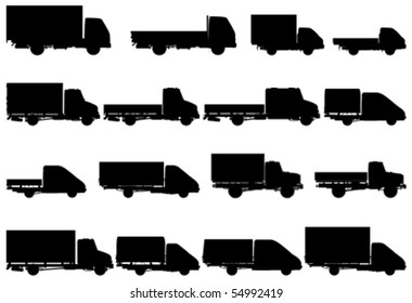 Vector truck silhouettes set