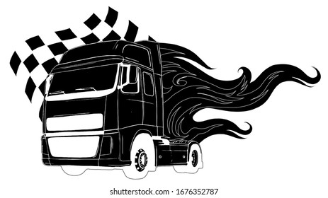 vector truck simple flat illustration, front view