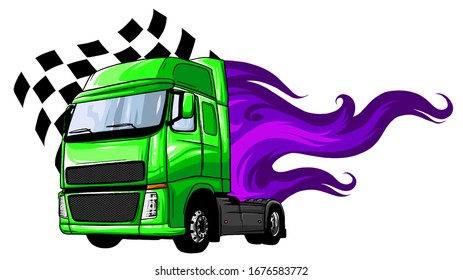 vector truck simple flat illustration, front view