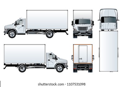 Vector truck template isolated on white for car branding and advertising. Available EPS-10 separated by groups and layers with transparency effects for one-click repaint.