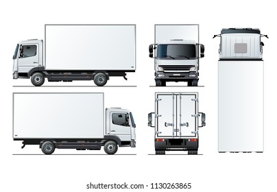 Vector truck template isolated on white for car branding and advertising. Available EPS-10 separated by groups and layers with transparency effects for one-click repaint.
