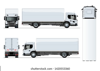 Vector truck template isolated on white for car branding and advertising. Available EPS-10 separated by groups and layers with transparency effects for one-click repaint.