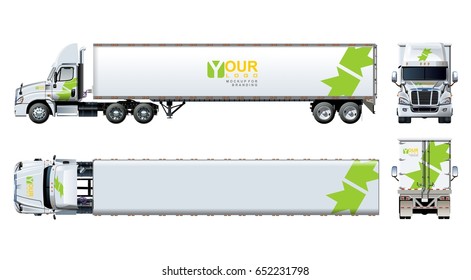 Vector truck template isolated on white. Available EPS-10 separated by groups and layers with transparency effects for one-click repaint and clipping mask for branding