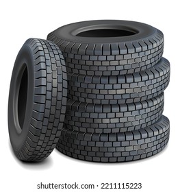 Vector Truck Tire Kit isolated on white background