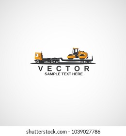 Vector Truck tractor and asphalt compactor roller.
