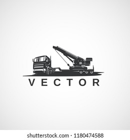 Vector truck tractor and boom crane, transport construction equipment.