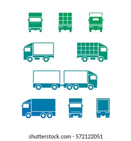 Vector of truck trailer with container  isolated on white background.