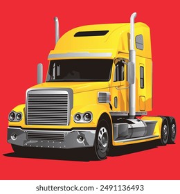 Vector truck. Yellow truck. Automobile. Cargo carrier. Transport company. Banner for transportation