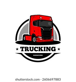 vector trucking semi truck premium logo design