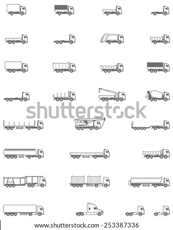 Vector trucks icon set 