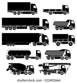 Vector trucks icons set.