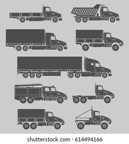 Vector trucks icons set.