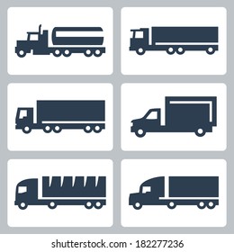 Vector trucks icons set, side view